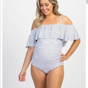 Pink blush maternity one piece bathing suit